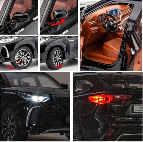 Image of 1:24 Crown Kluger SUV Model Car - Red Alloy Diecast Pull Back Toy with Sound, Light & Openable Doors - Gift for Kids Boys Girls (RED)