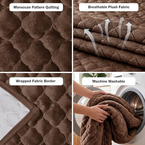 Image of Story@Home Premium Quilted Anti Slip Sofa Cover Mats for L Shape and 1 /2 /3 Seater Sofa. Make Your Own Sofa Cover Set, 70(D) x 60(L) cm - Brown
