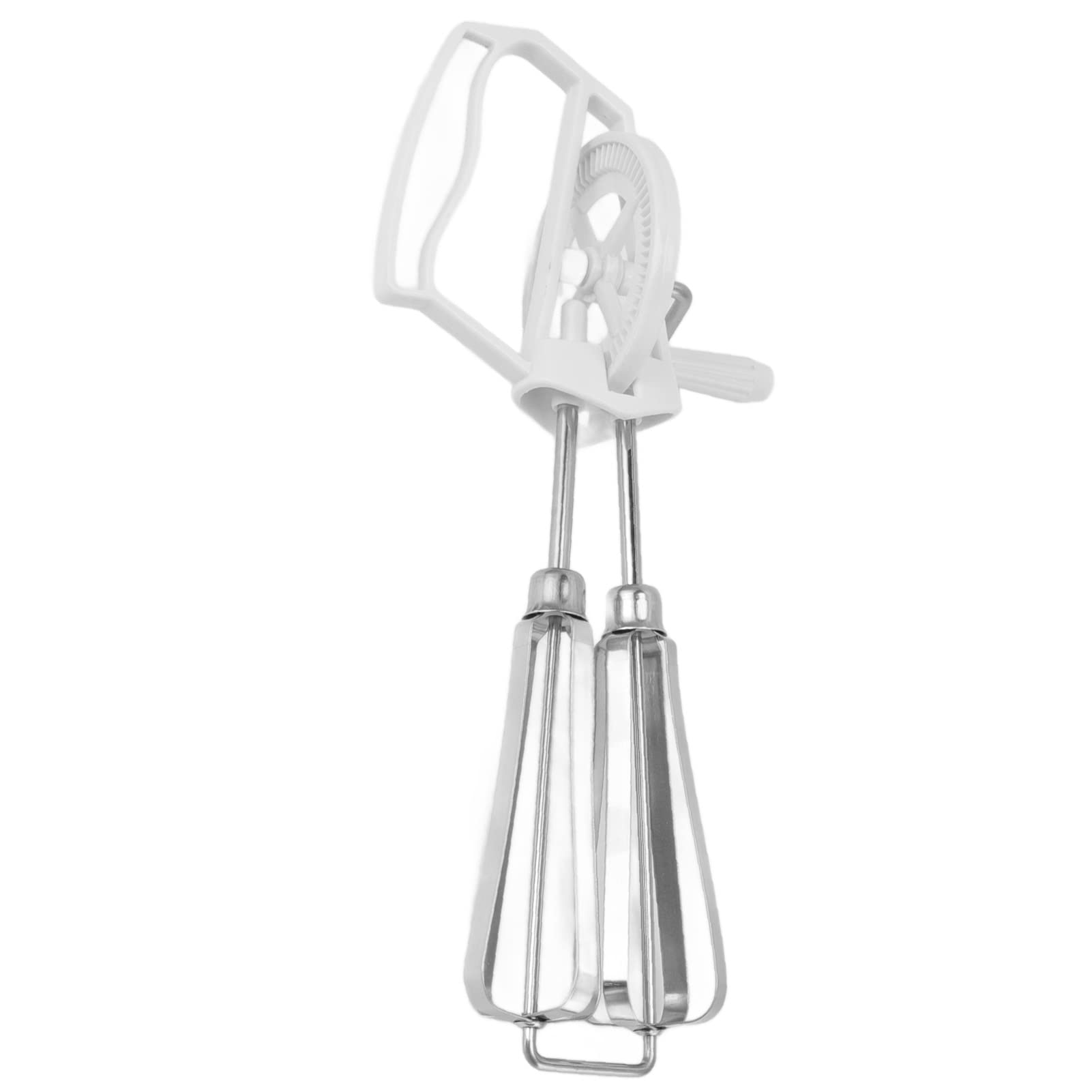 Stainless Steel Hand Crank Egg Beater Hand Mixer Kitchen Time Saver (White)-image-10