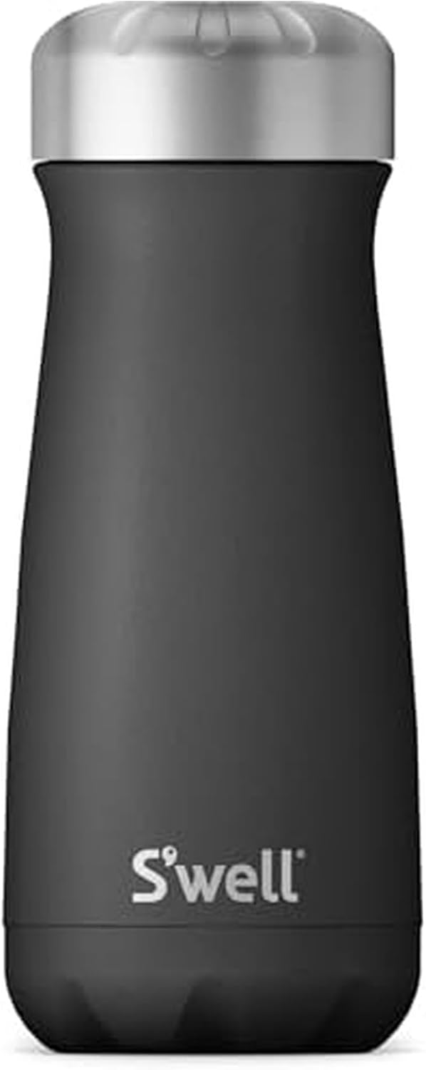 S'well Stainless Steel Traveler, 16oz, Onyx, Triple Layered Vacuum Insulated Containers Keeps Drinks Cold for 24 Hours and Hot for 12, BPA Free, Easy Carrying On the Go