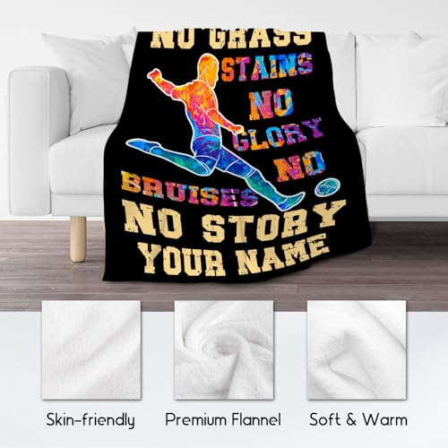 Mercuryelf Custom Soccer Throw Blanket - Soft, Fuzzy & Warm - 30x40 Inches Small Blankets for Lap, Crib - Black Inspirational Sports Throws Gift for Soccer Lovers