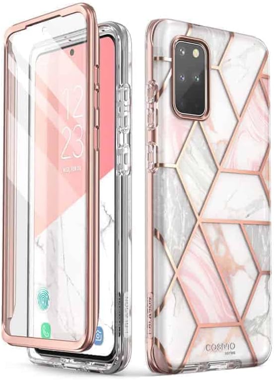 i-Blason Cosmo Series Case for Samsung Galaxy S20+ Plus 5G (2020 Release), Stylish Glitter Protective Bumper Case with Built-in Screen Protector (Marble)