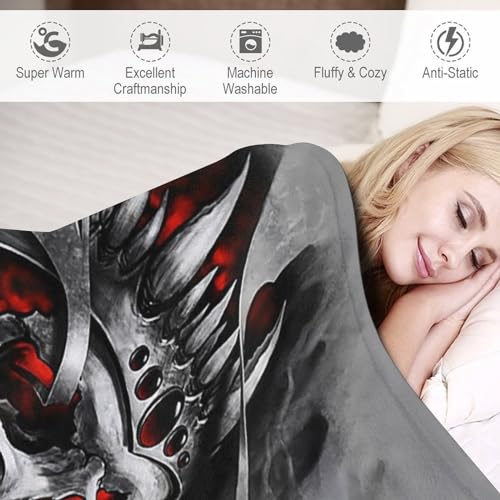 Couverture gothique squelette imprim&eacute; 3D pour canap&eacute; et lit - 6
