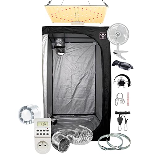 Kit Chambre de Culture Indoor Complet 40x40x120 60x60x140cm 80x80x160cm - LED 1000W Samsung LM281B Full Spectrum avec Variateur de Puissance…