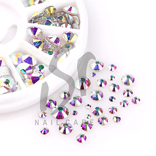 Nail Art Strasssteine im Rondell 9 verschiedene Größen multicolor AB Glas Strass Kristall Nageldesign – Bild 3