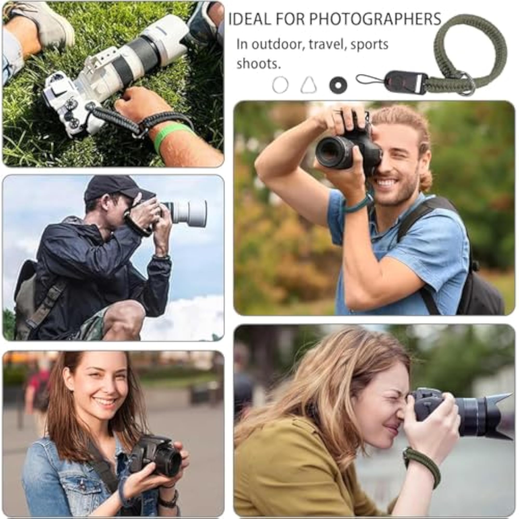 Adjustable Quick Release Camera Hand Strap, DSLR & Action Cameras