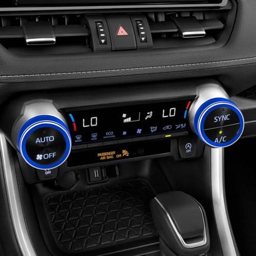 Image of for Toyota RAV4 /RAV4 Hybrid 2023 2024 2025 air Conditioning knob Cover, Start Button Cover Decorative Ring, Volume, Aluminum Alloy Decoration (RAV4, Blue)