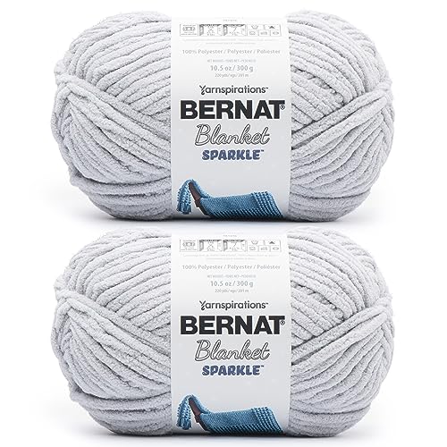 Image of Bernat Blanket Sparkle Moon Gray Yarn - 2 Pack of 10.5oz /300g - Polyester - #6 Super Bulky - 220 Yards - Knitting & Crochet