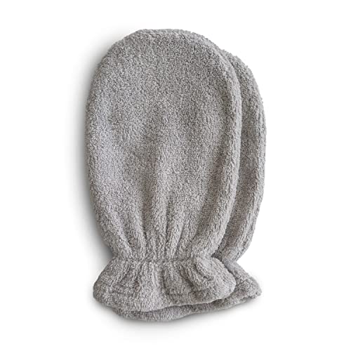 Image of mushie Baby Bath Mitt | Organic Cotton | Pack of 2 (Gray)
