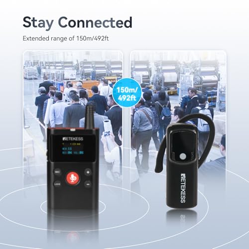 Receptor del sistema de guía turística inalámbrico Retekess TT126, dispositivo de comunicación para escuela, iglesia, fábrica, 150m, universal para oreja izquierda y derecha, tecnología digital, 1 paquete miniatura 4