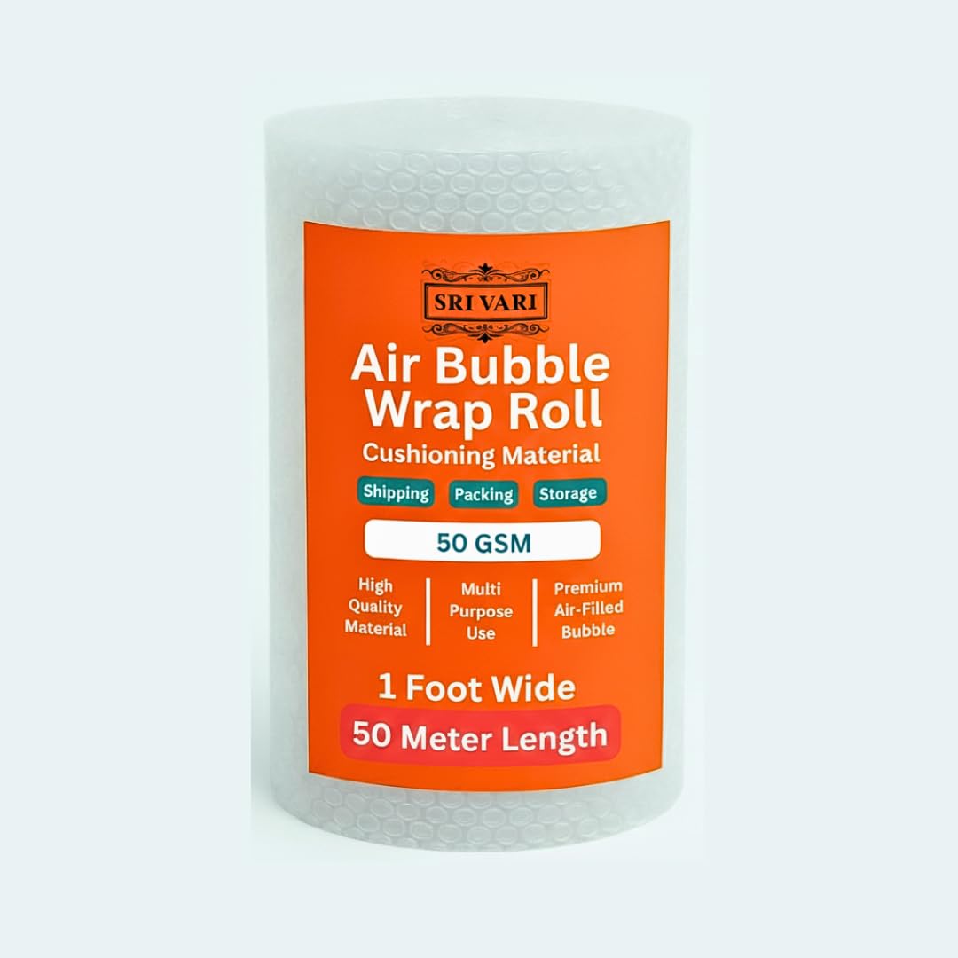 SRI VARI 50 GSM Air Bubble Wrap Packing Roll (1ft x 50m) - Durable Multipurpose Packaging Material-image-28