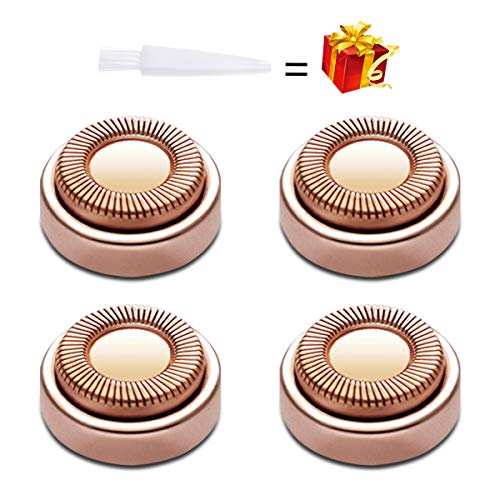 Replacement Heads for Facial Hair Remover, 18K Rose Gold Hair Remover Replacement Heads fit Electric Facial Hair Remover for Face, Leg, Armpit, Back, etc, 4 count & 1 cleaning brush