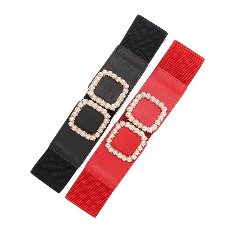 Waist Belt for Women with Wide Waistband Decoration Elastic Pearls Matching Skirts Dresses Versatile Belts4