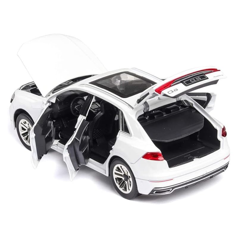 Image of New 1:32 Q8 Diecast Alloy Metal Pull Back Car with Openable Doors Music Sound and Light Vehicle Toy Car for Kids Boys (Black)