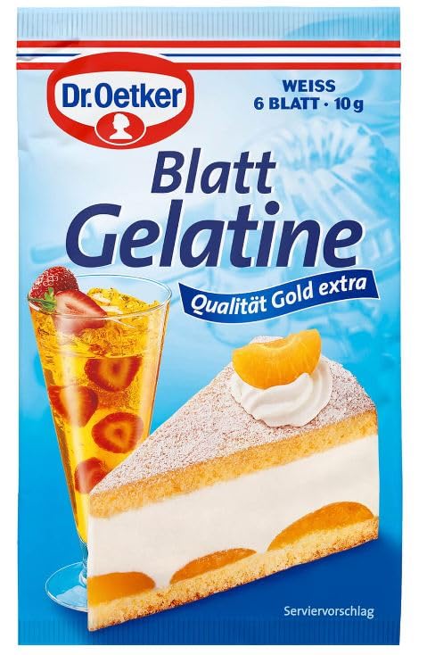 Blatt Gelatine - Weiss 6 Blatt - Feuilles de Gélatine Blanche - 6 Feuilles pour Desserts et Pâtisserie - Idéales pour Créer des Gelées, Mousses et Crèmes...