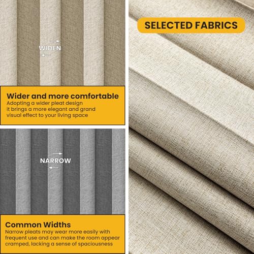 Image of Room Divider Curtain Sets with Flexible Ceiling Track, Privacy Soundproof Curtain for Bedroom Office Patio Sliding Door(Beige, W100 x L84, 1 Pack)