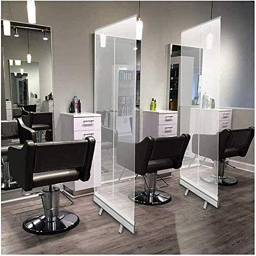 120x200cm Mampara Para Oficinas Transparente,Plegable Protección De PVC Transparente,Banner Enrollable De Pie Separadores Ambientes,Mampara Plegable Portátil
