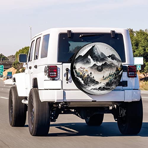 Image of Delerain Spare Tire Cover with Backup Camera Hole Mountain Wheel Covers Waterproof Dust-Proof UV Sun Universal Fit for RV Trailer RV SUV Truck (17 Inch for Diameter 31 inch-33 inch)