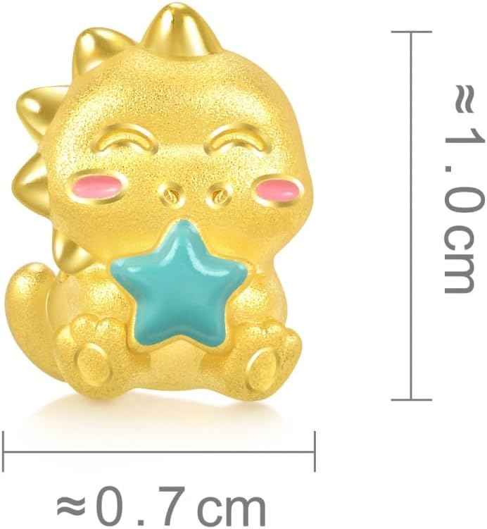 CHOW SANG SANG 999 24K Gold Charme Cute Dinosaur Baby with Star Charm Bracelet for Women 93493C