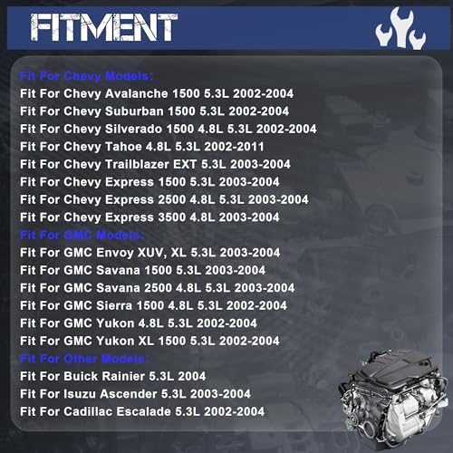Image of HS26191PT 5.3 Cylinder Head Gasket Set W /Bolts ES72173 Fit for Chevy Avalanche Suburban Silverado Express 1500 /2500 /3500 Buick Rainier GMC Savana 1500 /2500 Yukon Isuzu Cadillac 4.8L 5.3L V8 2002-2011