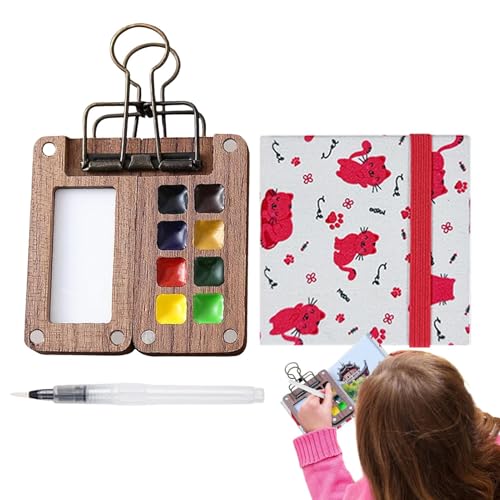 ETUCYNG Juego de viaje de paletas de colores, juego de acuarela portátil, versátil juego de pintura de acuarela, accesorios de acuarela | Accesorios de arte de viaje creativos, juego de acuarela de