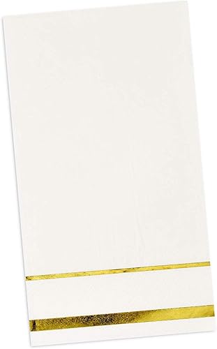 Miniatura 5 de Gift Boutique 100 servilletas de mano forradas con ribete dorado, elegantes para cena, para vacaciones, baño, boda, fiesta de cumpleaños, despedida