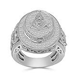 USDIAMONDKING Men's Real Genuine Diamond Authentic Natural 0.50 Cwt. Masonic Freemason G Compass10K White Gold On Pinky Ring Band (9)