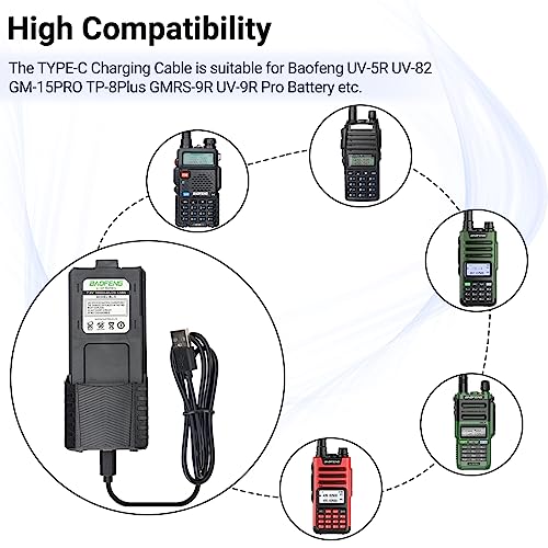 Baofeng Bl-5 3800Mah Extended Battery With Type-C Charger Cable For Walkie Talkie Uv-5R Bf-F8Hp Uv-5Rx3 Rd-5R Uv-5Rtp Uv-5R Mk2 Mk3X Mk5 Plus Series Two Way Radio #TOP6