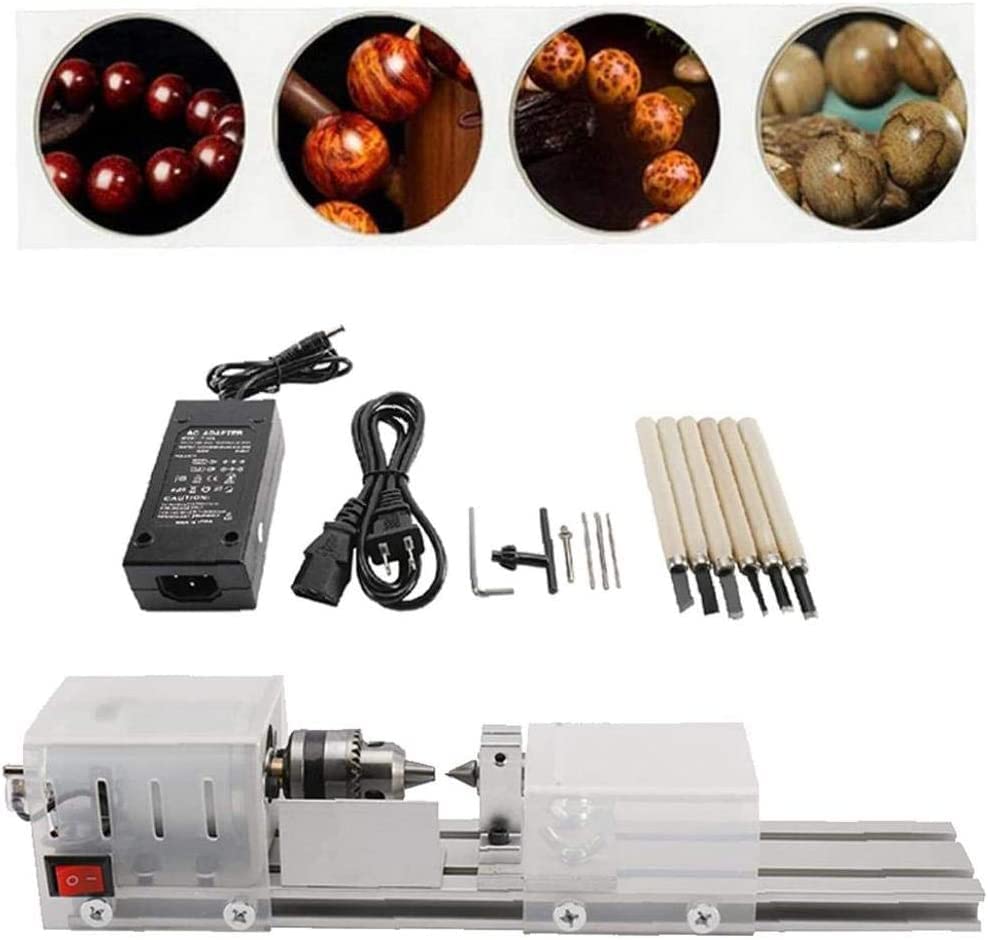 Mini Tornio Legno Fai-da-Te - Per Trapano, Regolazione Velocità, Lucidatura, Intaglio, Include Accessori - Foto 8