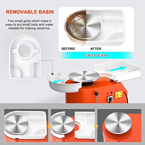 Homiesetify Pottery Wheel Pottery Forming Machine 25Cm 350W Electric Pottery Wheel With Detachable Basin Foot Pedal Diy Clay Tool Ceramic Machine  thumb #2