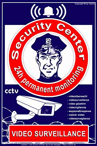 Blechschild Bild 30x20cm 2317 Wachschutz videoüberwacht 24h Alarmanlage Alarm Video alarmgesichert