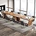 Tribesigns 12FT Conference Table, Modern Meeting Seminar Table for 12-14 Person, Rectangular Solid Executive Business Furniture Boardroom Desk for Office (Set of 2, Light Brown)