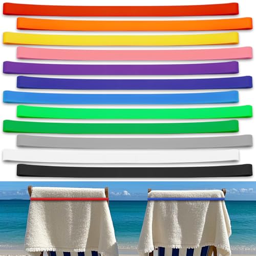 Sanyeyufeng 12 Packs Towel Bands for Beach Chairs Towel Straps for Chairs Cruise Pool Colorful Towel Straps Bands Keep from Blowing Away Beach Cruise Essentials Must Haves