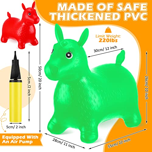 Sotiff 2 Pack Horse Hopper Jumping Animal With Pump Ride On Bouncy Animal Inflatable Space Hopper Jumping Horse For Indoor Outdoor Boys Girls (Green, Red) #TOP1