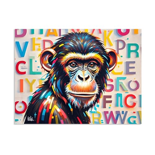 Tableau Banksy singe graffiti 90x70cm art mural pour salon pour raviver un mur blanc