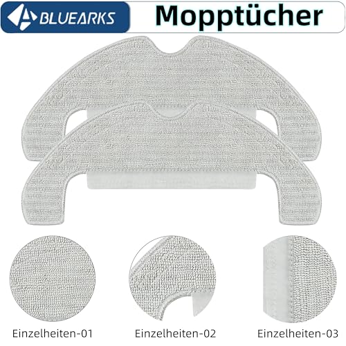 Bluearks 21 Stück Zubehör für Dreame D10 Plus Gen 2 Saugroboter, Bestehend Aus 1 Hauptbürste,4 Wischtüchern,4 HEPA Filtern,6 Seitenbürsten,6 Vakuumbeutel