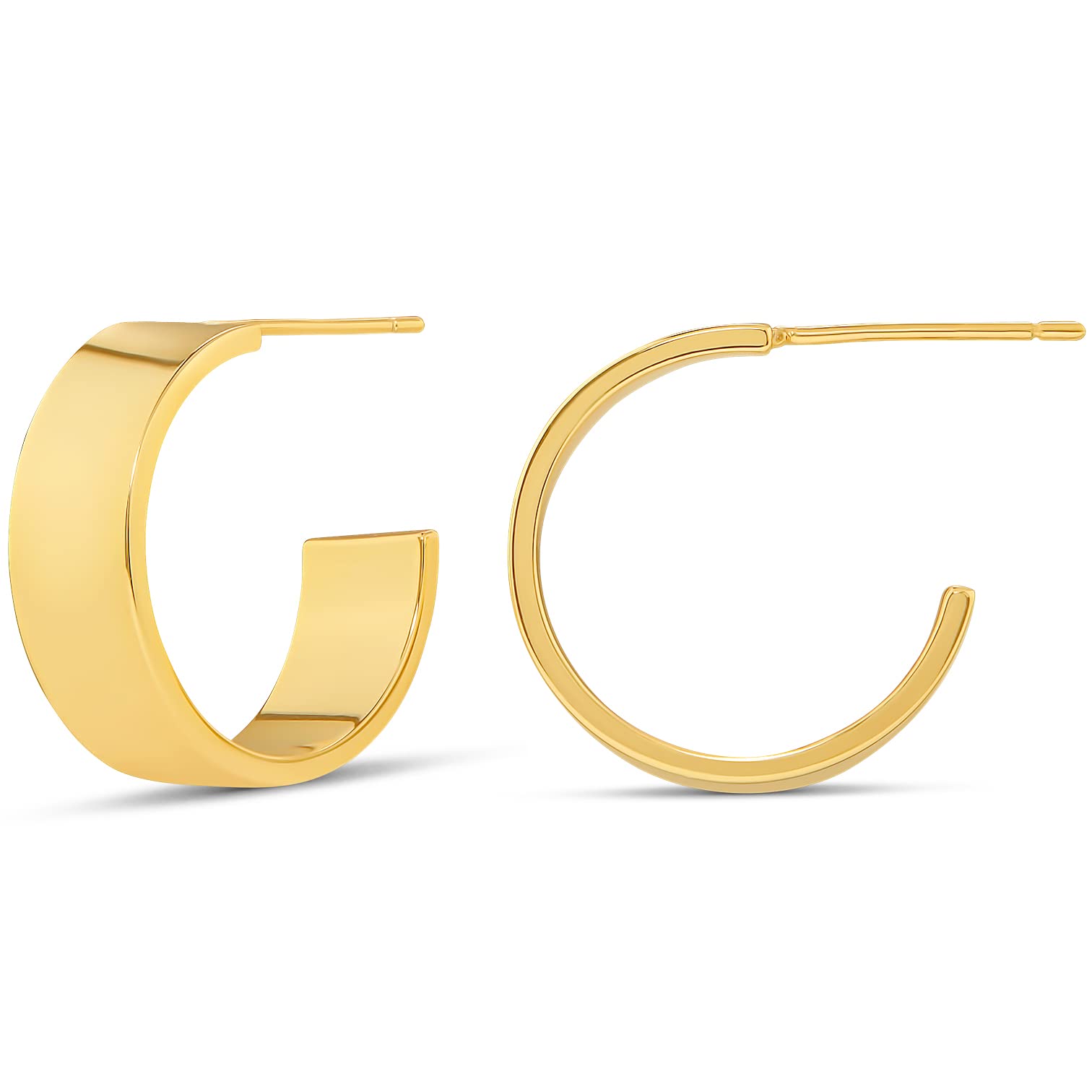 Amazon Essentials14K Plated Square Edge Hoop 18mm,