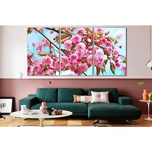Toile imprimée Pink Cherry Flowers ZELLART grand tableau floral rose pour chambre