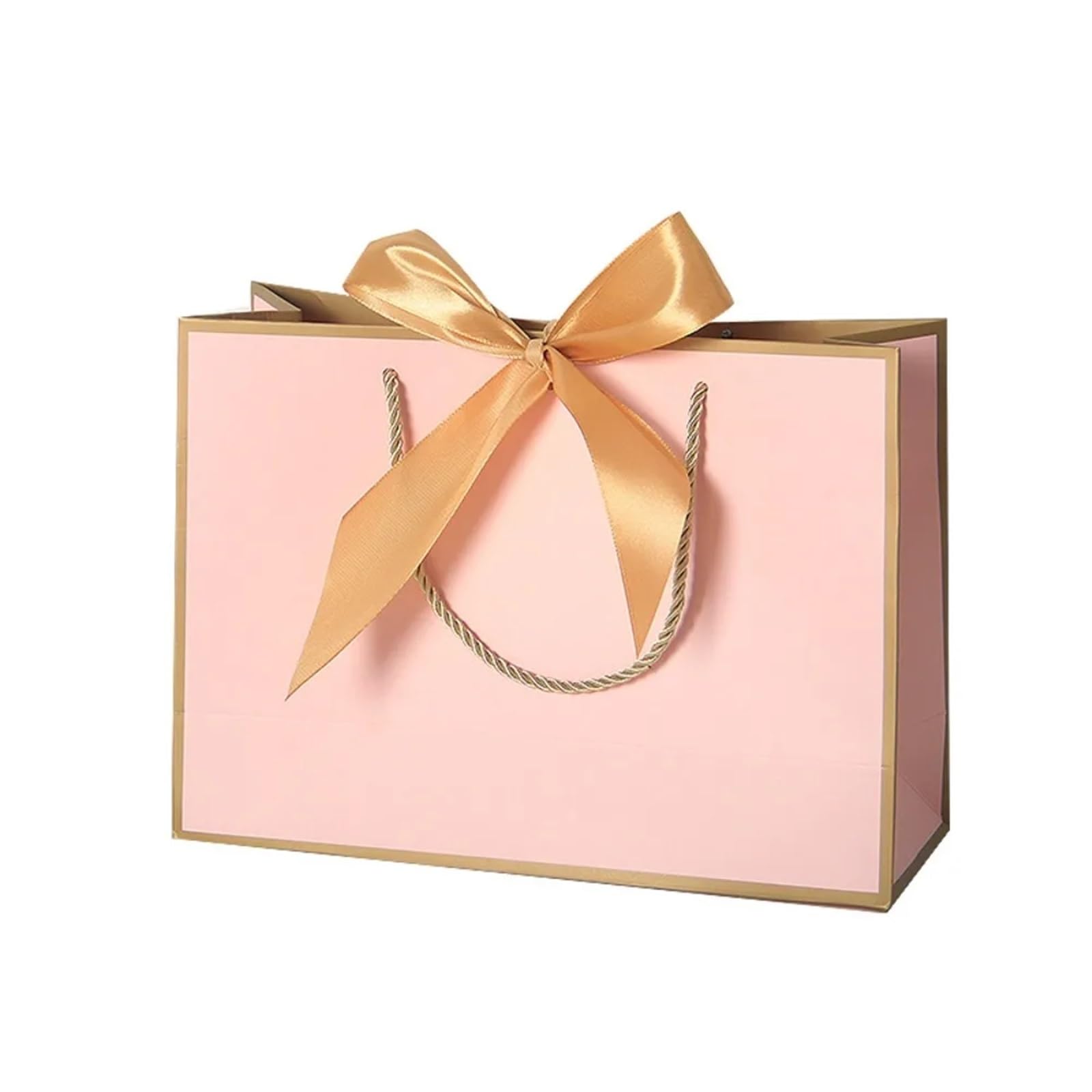 Bolsas de papel for regalo con lazo, 15 unidades, multicolor, portátiles, asas for ropa, prácticas y reutilizables para Envolver Regalos(Gold-Pink,43x32x14cm)