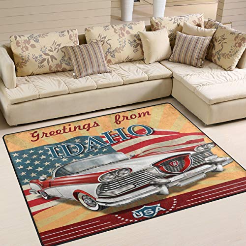 Use7 Tapis de voiture drapeau américain vintage pour salon, chambre à coucher, 160 x 122 cm