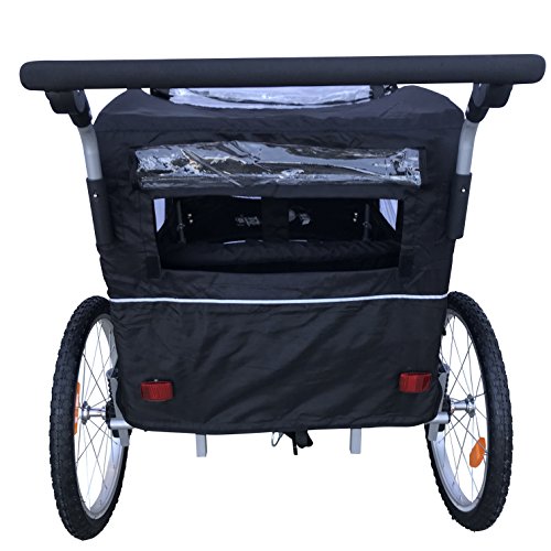 Image of Booyah Strollers 3 in 1 Double Child Baby Bike Bicycle Trailer, Jogger, Stroller with Suspension| 88 lb Capacity | Helmet-Friendly Design, Ventilation, and Storage