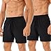 2er PACK günstig Kaufen-HOPLYNN 2er Pack Sporthose Herren Kurz mit Reißverschlusstasch Sport Short Laufhose Schnell Trocknend Schwarz L