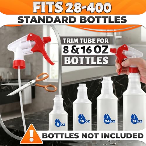 Image of 6 Pcs Spray Bottle Nozzle Replacement Pack - Heavy Duty Leak-Proof Trigger Sprayer for Cleaning, Garden, Pet Care, Auto Detailing & Kitchen - Fits 8, 16, 24, 32 oz Bottles, 28-400 Thread (Multicolor)