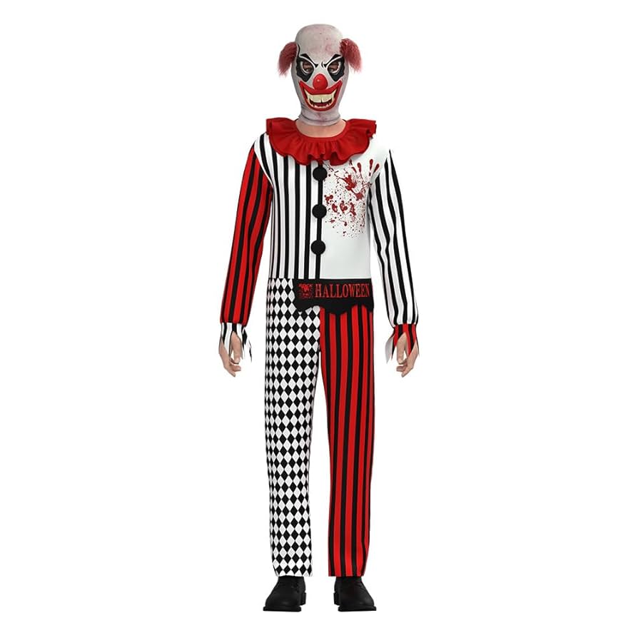 Amazon.co.jp: ハロウィン 殺人ピエロ コスプレ衣装 子供サイズ