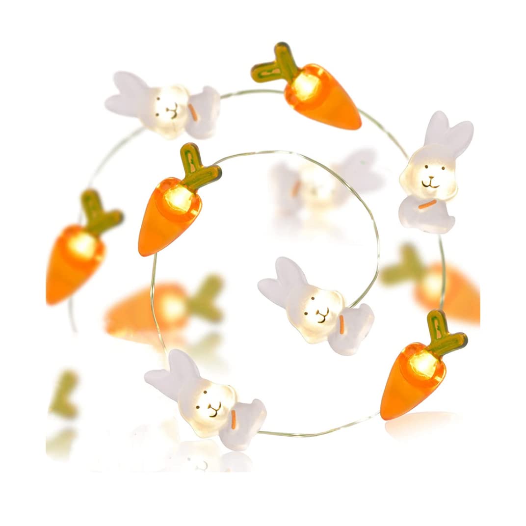 Takingup Orange Battery-Operated Fairy Lights 20 Led Easter Bunny Carrot Fairy Lights Battery Operated String For Easter Basket Home Decoration