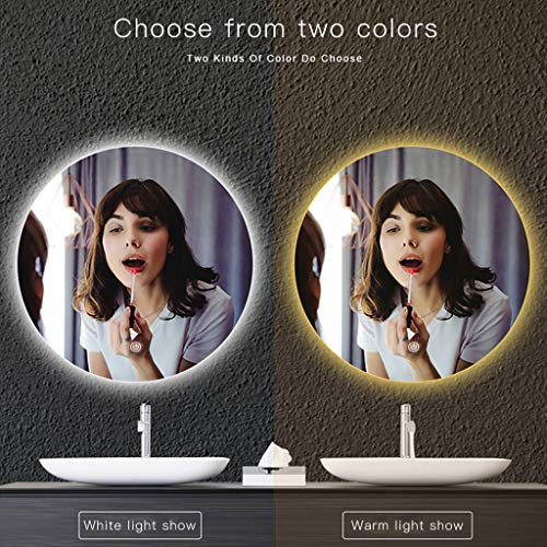 Badkamerspiegel met led-verlichting, moderne make-upspiegel voor wandmontage 50-80cm ronde frameloze badkamerspiegel met… - Afbeelding 4