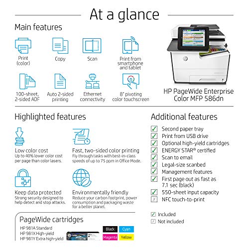 Hp Pagewide Enterprise Color 586Dn Multifunction Duplex Printer (G1W39A) #TOP2