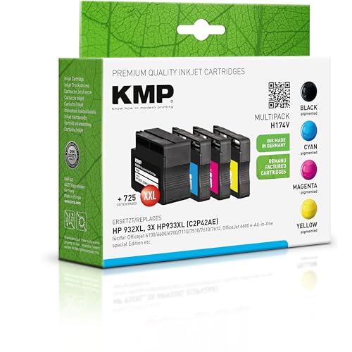 KMP H174V Multipack BK/C/M/Y Comp. avec HP C2P42AE 932/933 XL