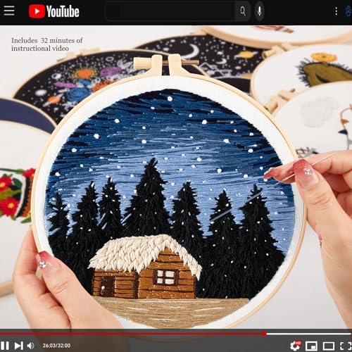 Image of Armindou Embroidery Kit for Beginner Adults, Counted Stamped Cross Stitch kit for Adult Beginner, Hand Embroidery Starter Kits with Pattern, 3 Embroidery Hoop, Fabric (Attached Teaching Video QR Code)