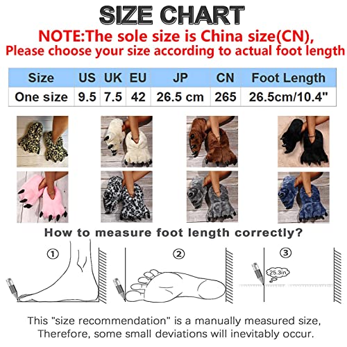 Novelty Adult Unisex Leopard Claw Slippers, Non Slip Funny Bear Claw Slippers, Cotton Soft Plush Home Slippers2